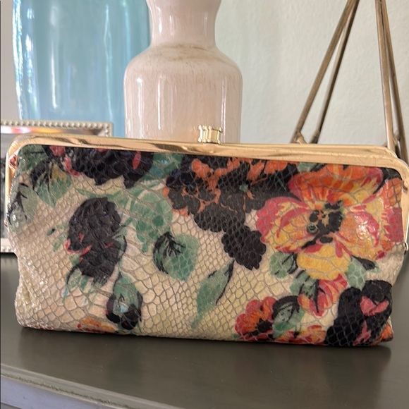 HOBO Handbags - HOBO Floral Snake-Embossed Clutch in Cream, Black, Yellow, Green
